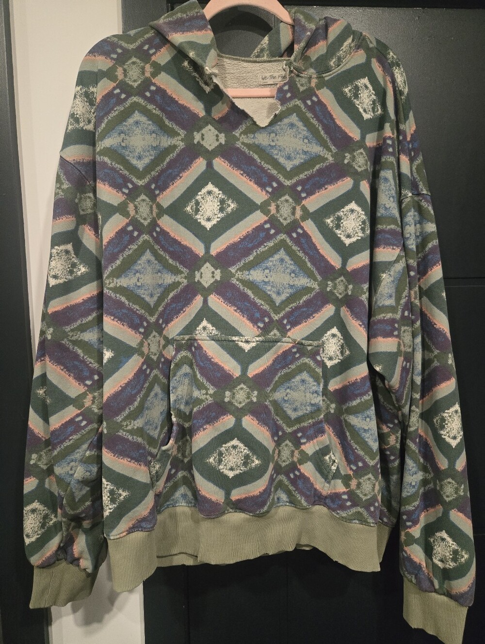 We The Free Printed Distressed Hoodie Large Euc